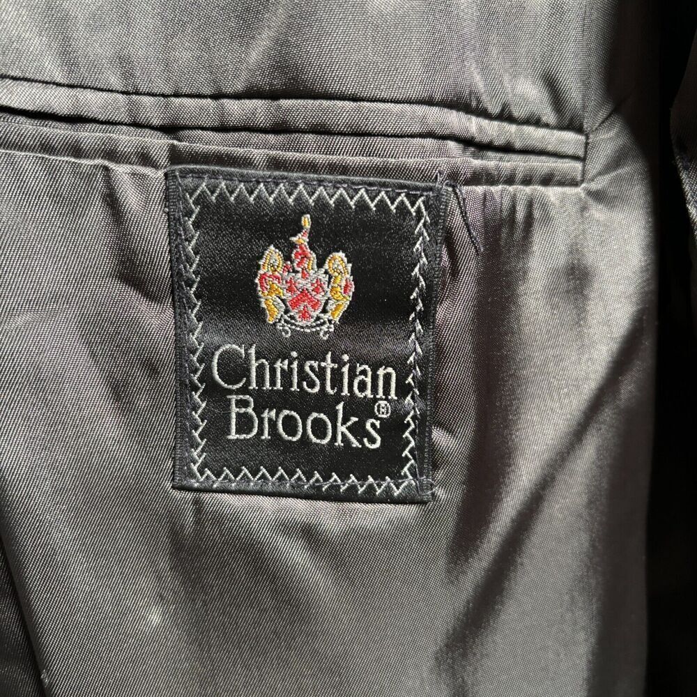 Christian Brooks 100% Silk Gray Blazer Suit Jacket 44 L Tweed 2 Button Pocket US - Picture 5 of 10